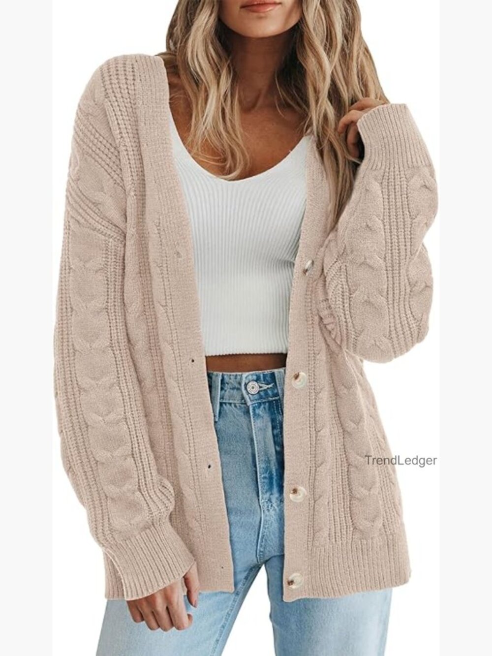 Oversized Chunky Cable Knit Open Front Cardigan Sweater Coat